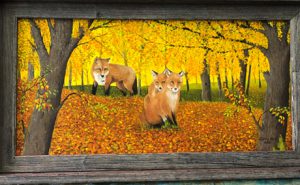10”x20” “Red Fox Family” oil on canvas